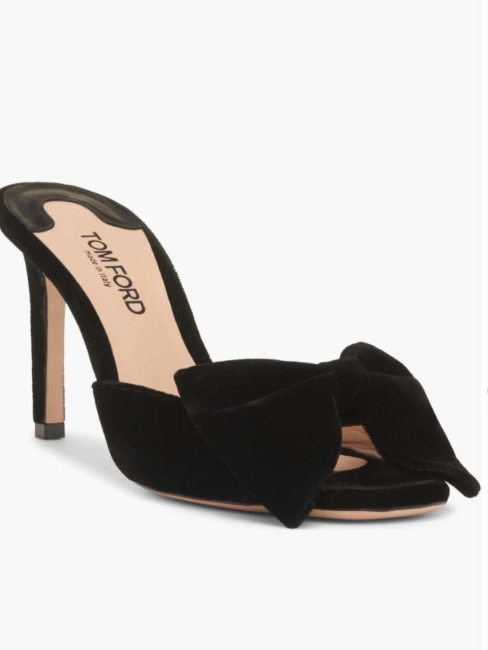 NIB Women TOM FORD Brigitte Bow Slide Sandal Black Velvet Size 6